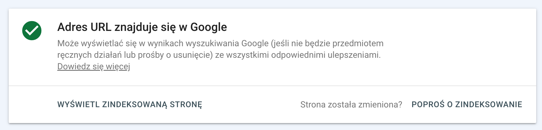 prośba o ponowne indeksowanie strony w Google Search Console