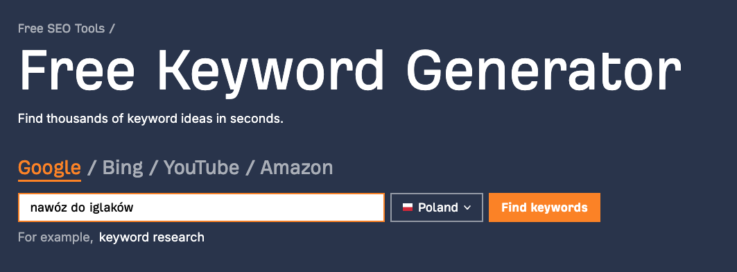 Jak znaleźć słowa kluczowe - Ahrefs Keyword Generator