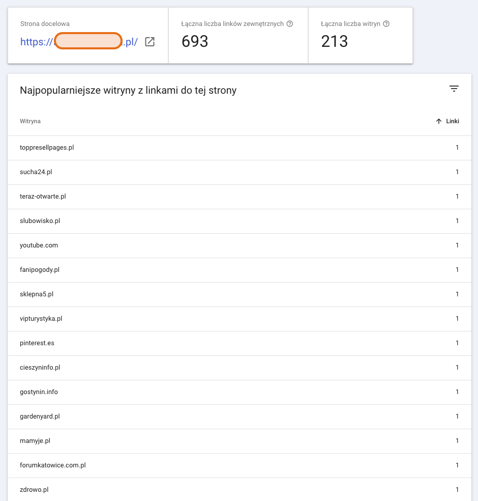 Lista linków do strony
