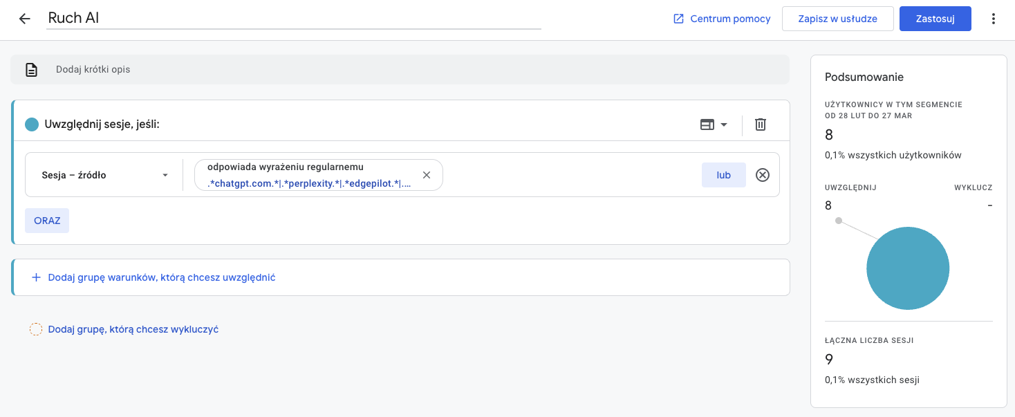 Ruch z AI w Google Analytics 4