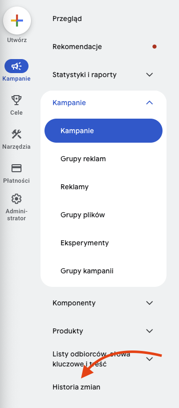 Historia zmian - Google Ads
